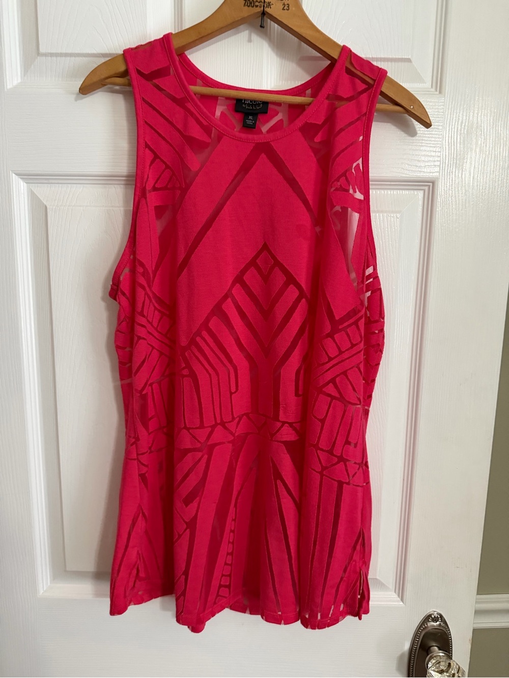Nicole -Womens Hot Pink Patterned Sleeveless Dress,XL
